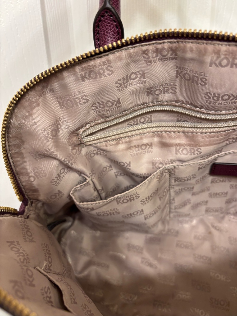 Michael Kors plum pebbled leather Cindy domed satchel - Picture 9 of 11